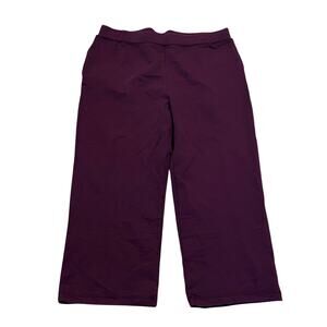 NWT L.L.Bean Sweatpants Large Plum Eggplant Cotton Cropped Loungewear Comfy